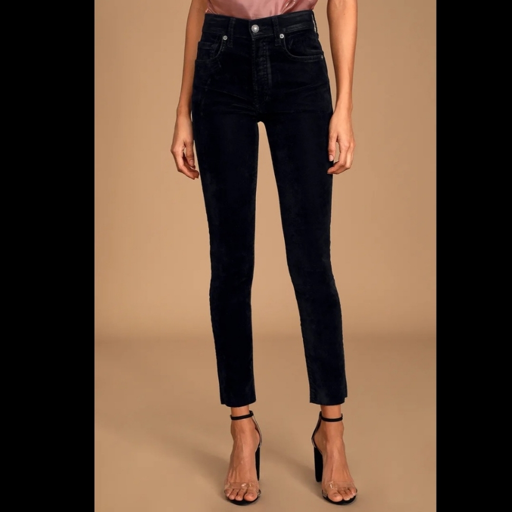 Free People Stella Black Velvet Skinny Jeans
